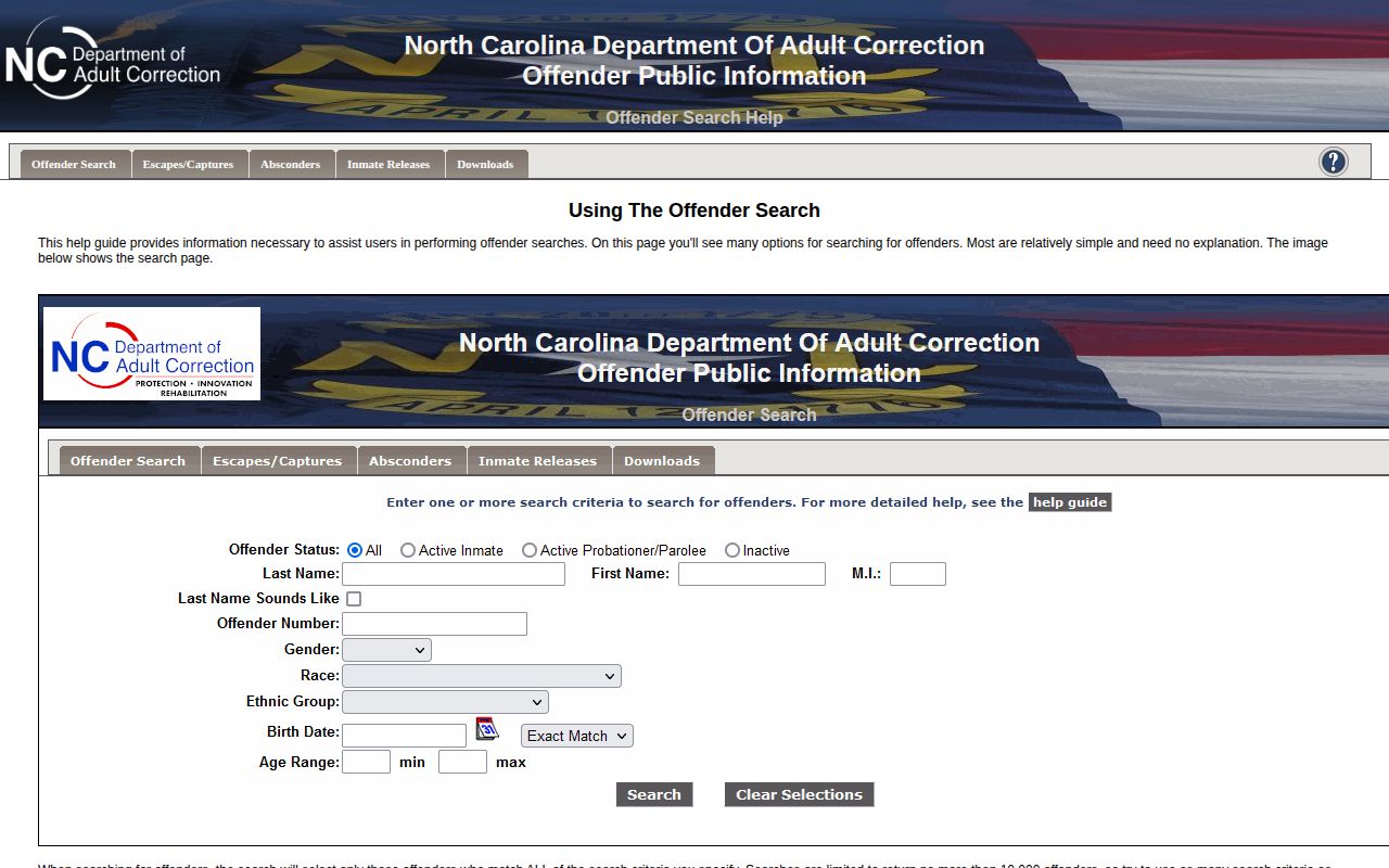 NCDAC Clay County state release offender search