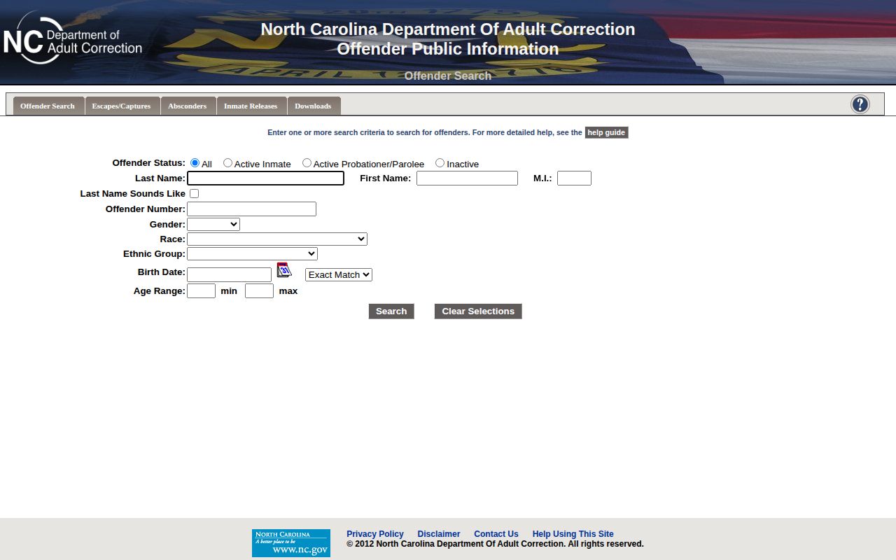 NCDAC offender search for Clay County released inmates