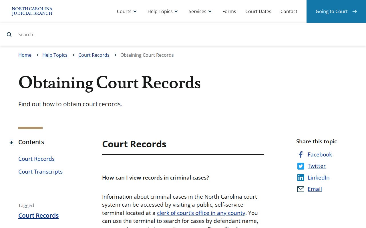 North Carolina court record access for Clay County release cases