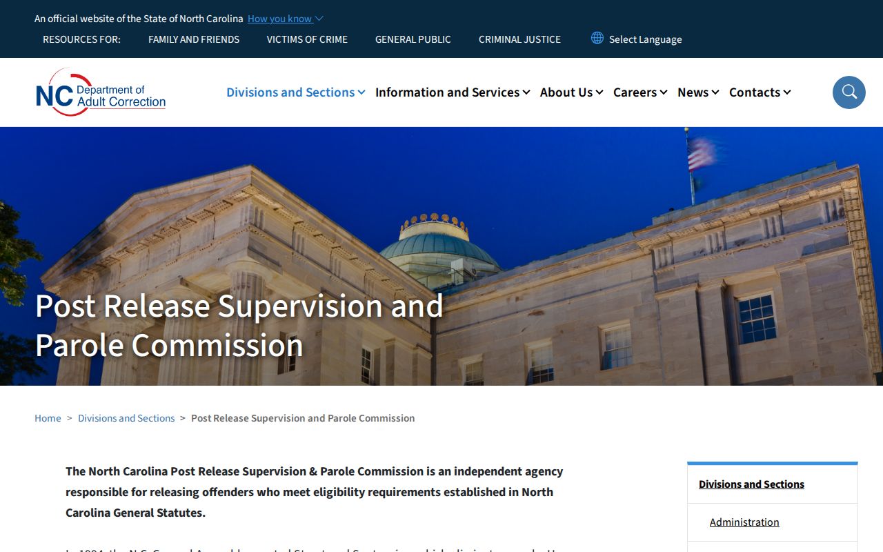 North Carolina Post-Release Supervision and Parole Commission overview